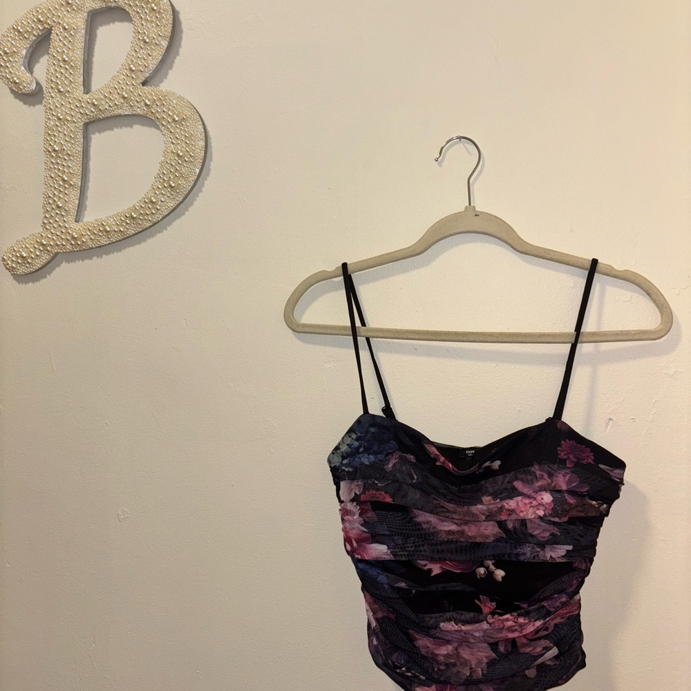 Express Black and Pink Floral Camisole